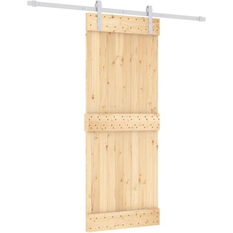 Sliding Door with Hardware Set 80x210 cm Solid Wood Pine vidaXL