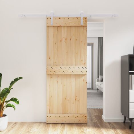 Sliding Door with Hardware Set 80x210 cm Solid Wood Pine vidaXL