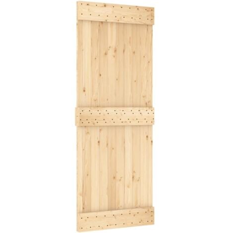 Sliding Door with Hardware Set 80x210 cm Solid Wood Pine vidaXL