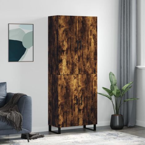 vidaXL Highboard Smoked Oak 69.5x34x180 cm Engineered Wood