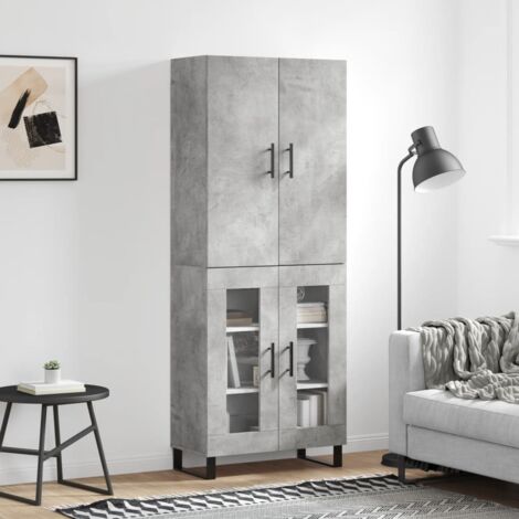 Highboard Concrete Grey 69.5x34x180 cm Engineered Wood vidaXL