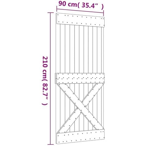 Sliding Door with Hardware Set 90x210 cm Solid Wood Pine vidaXL