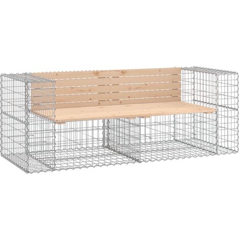 Garden Bench Gabion Design 184x71x65.5 cm Solid Wood Pine vidaXL