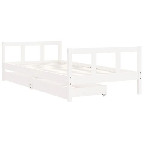 Kids Bed Frame with Drawers White 90x190 cm Solid Wood Pine vidaXL