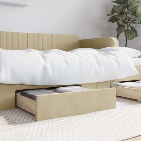 Bed Drawers 2 pcs Cream Engineered Wood and Fabric vidaXL
