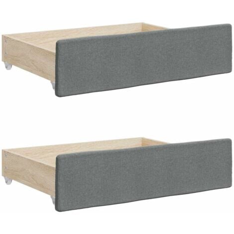 Bed Drawers 2 pcs Dark Grey Engineered Wood and Fabric vidaXL