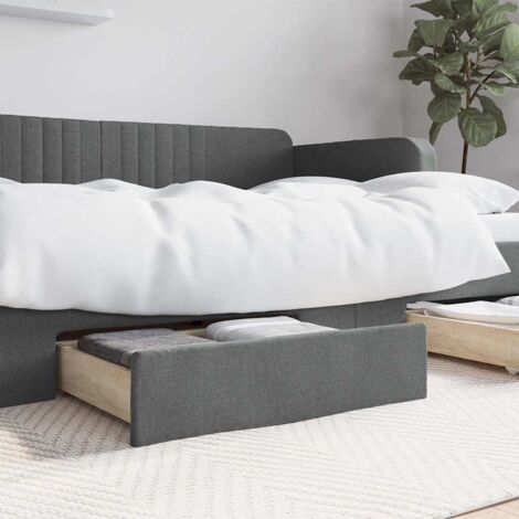 Bed Drawers 2 pcs Dark Grey Engineered Wood and Fabric vidaXL