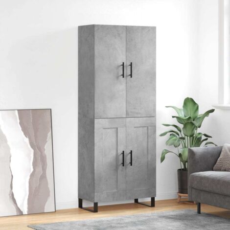 Highboard Concrete Grey 69.5x34x180 cm Engineered Wood vidaXL