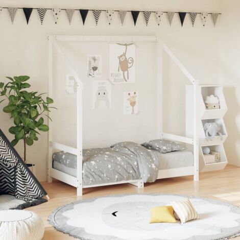Kids Bed Frame White 70x140 cm Solid Wood Pine vidaXL