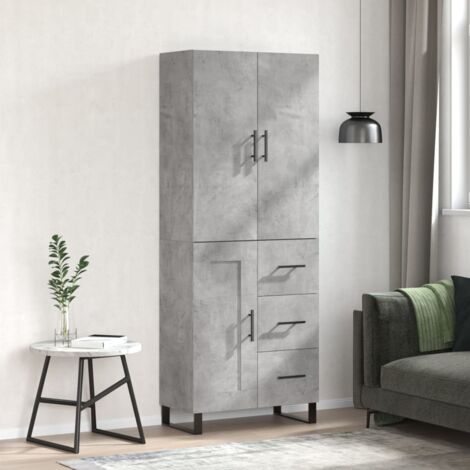 Highboard Concrete Grey 69.5x34x180 cm Engineered Wood vidaXL