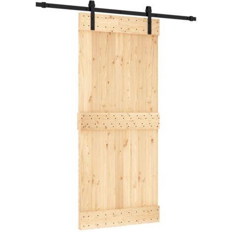Sliding Door with Hardware Set 90x210 cm Solid Wood Pine vidaXL