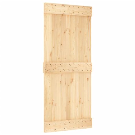 Sliding Door with Hardware Set 90x210 cm Solid Wood Pine vidaXL