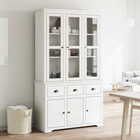 Highborad "BODO" White 115.5x43x200.5 cm Solid Wood Pine vidaXL (1/5)