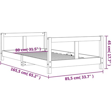 Kids Bed Frame Black 80x160 cm Solid Wood Pine vidaXL