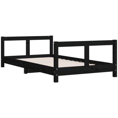 Kids Bed Frame Black 80x160 cm Solid Wood Pine vidaXL