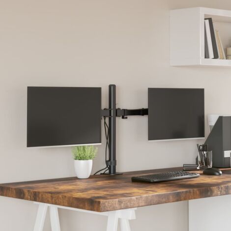 Dual Monitor Stand Black Steel VESA 75/100 mm vidaXL