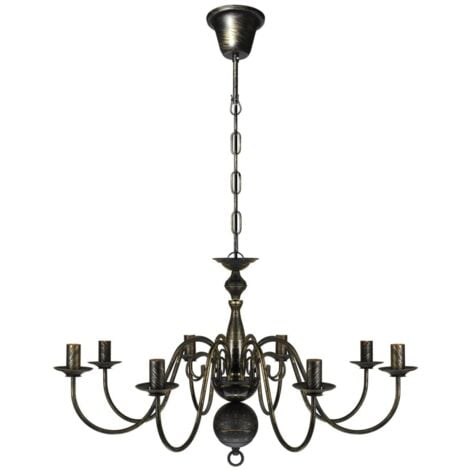 Antique Black Metal Chandelier 8 x E14 Bulbs vidaXL