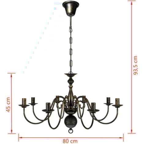 Antique Black Metal Chandelier 8 x E14 Bulbs vidaXL