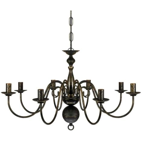 Antique Black Metal Chandelier 8 x E14 Bulbs vidaXL