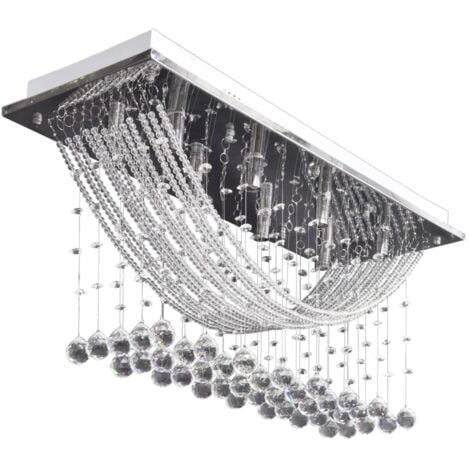 White Ceiling Lamp with Glittering Glass Crystal Beads 8 x G9 29 cm vidaXL