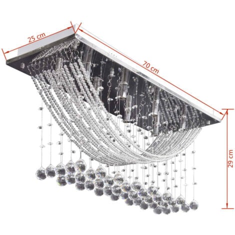 White Ceiling Lamp with Glittering Glass Crystal Beads 8 x G9 29 cm vidaXL