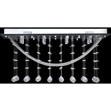 White Ceiling Lamp with Glittering Glass Crystal Beads 8 x G9 29 cm vidaXL