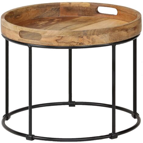 Coffee Table Solid Mange Wood and Steel 50x40 cm vidaXL