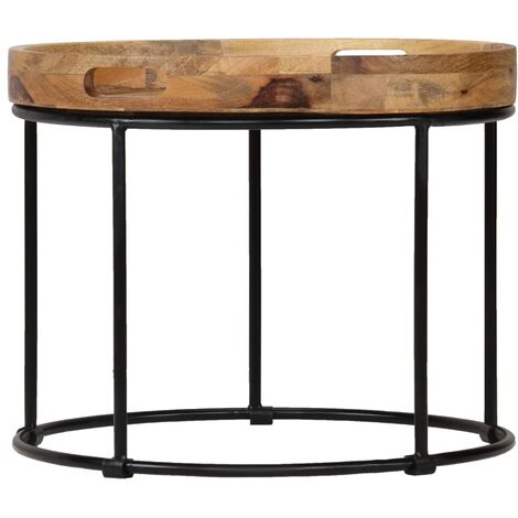 Coffee Table Solid Mange Wood and Steel 50x40 cm vidaXL