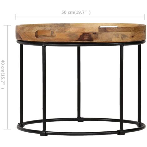Coffee Table Solid Mange Wood and Steel 50x40 cm vidaXL