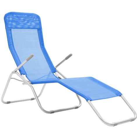 Folding Sun Loungers 2 pcs Textilene Blue vidaXL