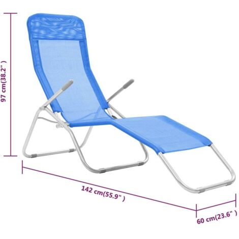 Folding Sun Loungers 2 pcs Textilene Blue vidaXL
