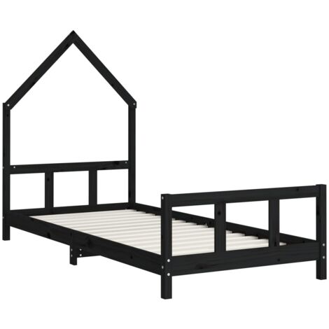 Kids Bed Frame Black 90x190 cm Solid Wood Pine vidaXL