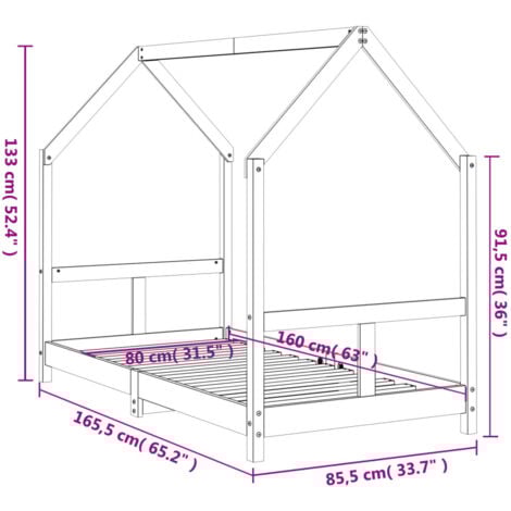 Kids Bed Frame 80x160 cm Solid Wood Pine vidaXL
