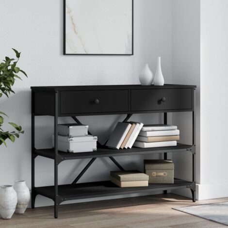 Console Table with Drawers and Shelves Black Engineered Wood vidaXL