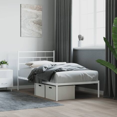 Metal Bed Frame without Mattress with Headboard White 80x200cm vidaXL (1/5)