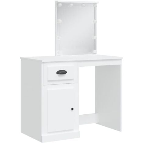 Dressing Table with LED Lights White 90x42x132.5 cm vidaXL