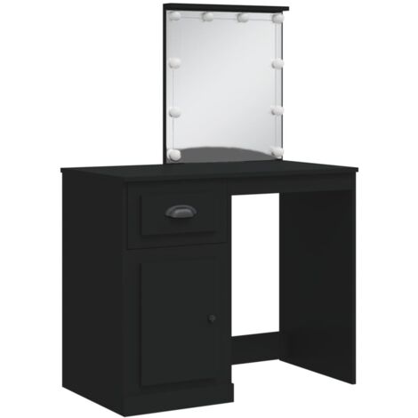 Dressing Table with LED Lights Black 90x42x132.5 cm vidaXL