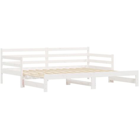 Daybed with Trundle without Mattress White 90x200 cm Solid Wood vidaXL