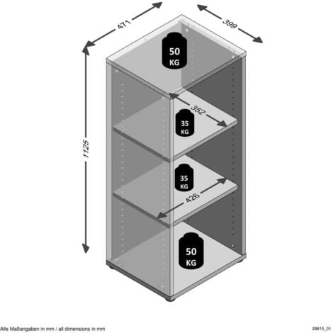 Storage Shelf with 3 Compartments 47.1x39.9x112.5 cm Oak FMD