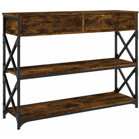 Console Table Smoked Oak 100x28x75 cm Engineered Wood vidaXL