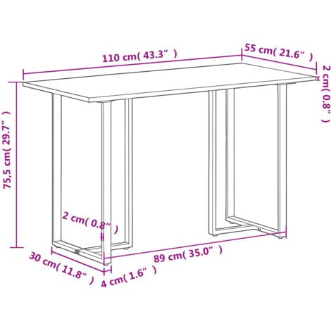 Dining Table 110x55x75.5 cm Solid Wood Mango vidaXL