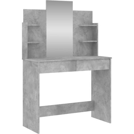 Dressing Table with Mirror Concrete Grey 96x39x142 cm vidaXL