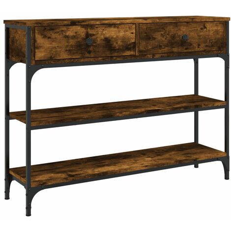 Console Table Smoked Oak 100x25x75 cm Engineered Wood vidaXL
