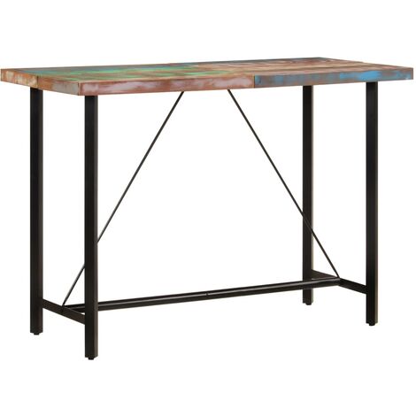 Bar Table 150x70x107 cm Solid Wood Reclaimed and Iron vidaXL