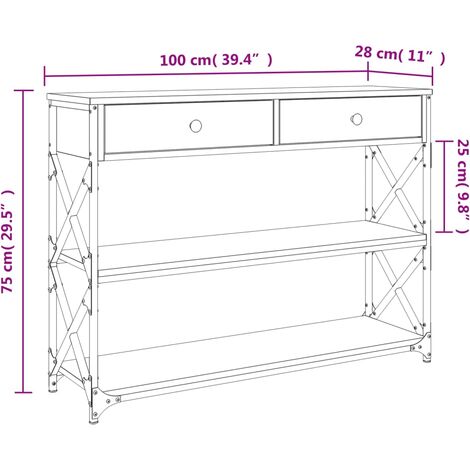 Console Table Grey Sonoma 100x28x75 cm Engineered Wood vidaXL