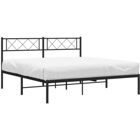 Metal Bed Frame without Mattress with Headboard Black 140x190cm vidaXL (1/5)