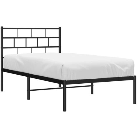 Metal Bed Frame without Mattress with Headboard Black 100x190cm vidaXL (1/5)