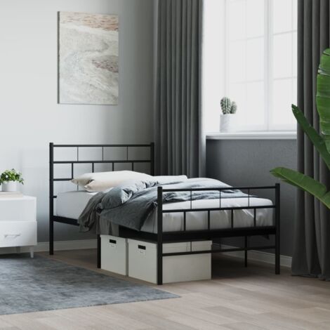 Metal Bed Frame without Mattress with Footboard Black 90x200cm vidaXL (1/5)