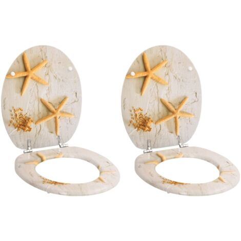 Toilet Seats with Lids 2 pcs MDF Sea Star vidaXL