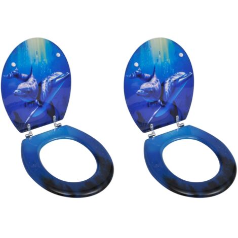 Toilet Seats with Lids 2 pcs MDF Dolphin vidaXL